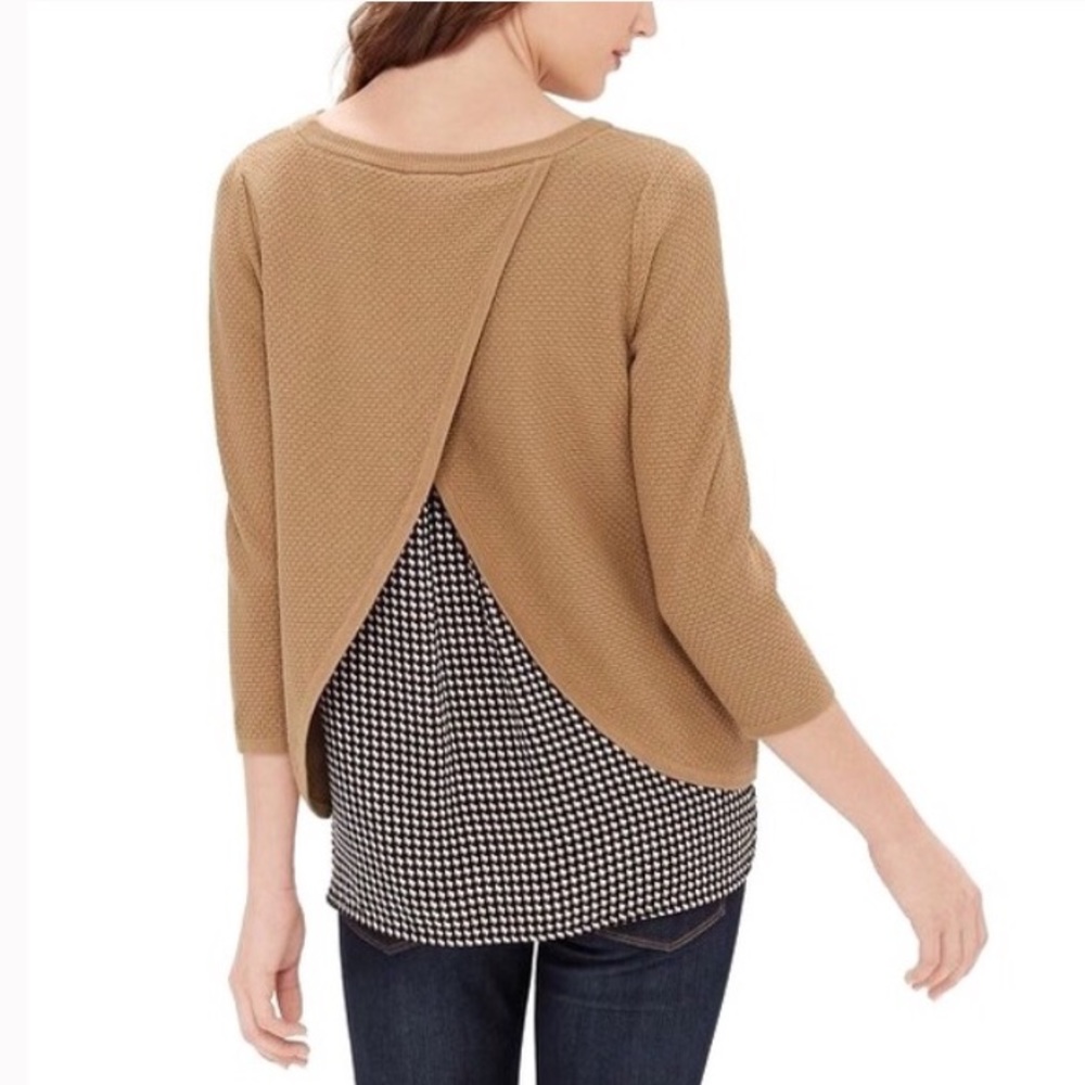 THE LIMITED Camel Knit Tulip Back Sweater, XS